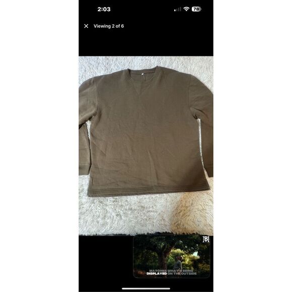 Men crew neck long sleeve brown sweatshirt L - Picture 3 of 6